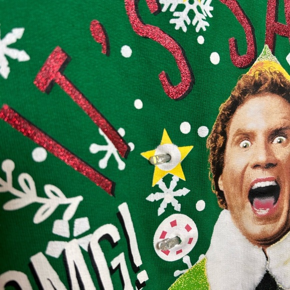 Buddy The Elf Christmas Sweater Size XL Lights Up !!!UGLY CHRISTMAS SWEATER NWOT - Picture 2 of 5